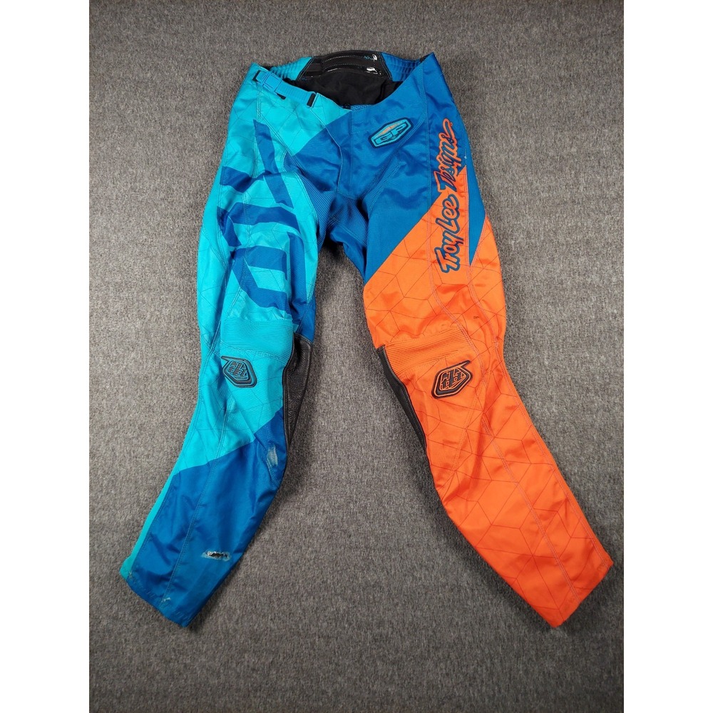Troy Lee Designs Grand Prix Racing Pants Mens 28 Blue Orange Motocross Dirt Bike